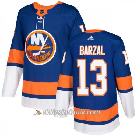Män Ishockey New York Islanders Tröja Mathew Barzal 13 Adidas 2017-2018 Royal Authentic